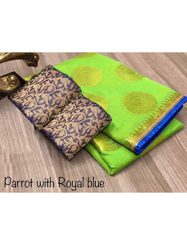 Buy Golden Bird Green Chandheri Cotton Solid Designer Sarees With 