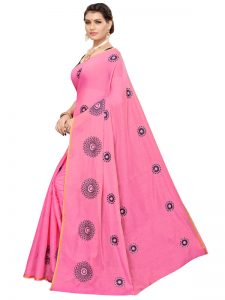 Interpol Pink Japan Satin Solid Designer Sarees With Blouse