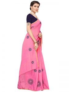 Interpol Pink Japan Satin Solid Designer Sarees With Blouse