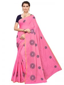 Interpol Pink Japan Satin Solid Designer Sarees With Blouse