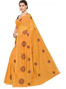 Interpol Yellow Japan Satin Solid Designer Sarees With Blouse