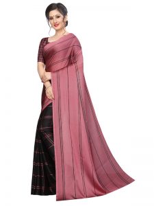 Kajal Peach Black Silk Designer Sarees With Blouse