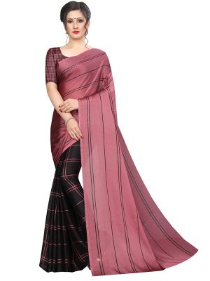 Kajal Peach Black Silk Designer Sarees With Blouse