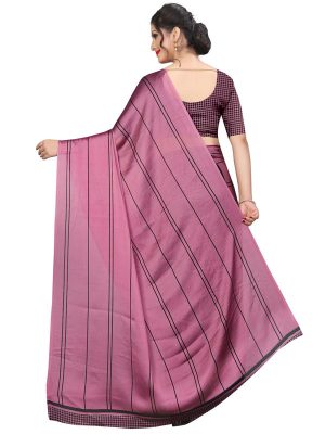 Kajal Pink Black Silk Designer Sarees With Blouse