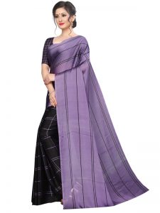 Kajal Purple Black Silk Designer Sarees With Blouse