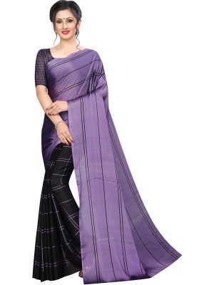 Kajal Purple Black Silk Designer Sarees With Blouse