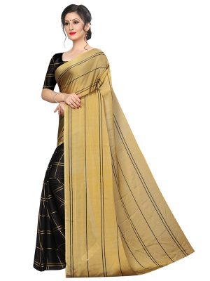 Kajal Yellow Black Silk Designer Sarees With Blouse