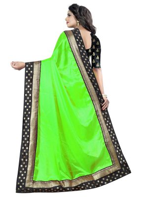 Paper Goli Green Paper Silk Lace Designer Sarees With Blouse