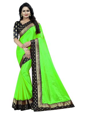 Paper Goli Green Paper Silk Lace Designer Sarees With Blouse