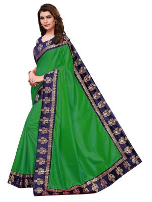 Paper Jhumki Green Paper Silk Lace Designer Sarees With Blouse