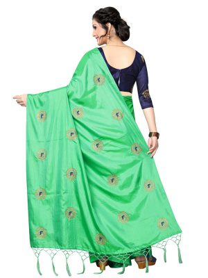 Roshni Green Paper Silk Embroidered Designer Sarees With Blouse