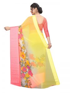 Satin Flower Georgette Satin Patta Printed Designer Sarees With Blouse