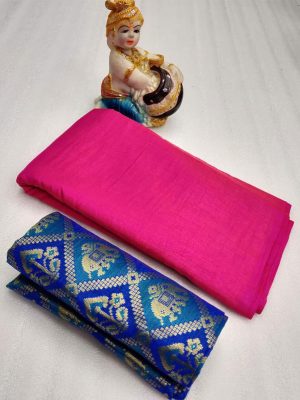 Zoya Pink Zoya Silk Solid Designer Sarees With Blouse