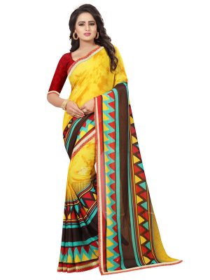 Adhira 19 Printed Georgette Sarees With Blouse