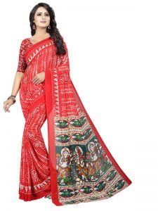 Kimaya 14 Printed Georgette Sarees With Blouse