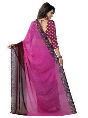 Trump Purple Printed Georgette Sarees With Blouse