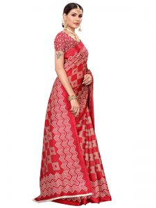 Honda Pink Khadi Silk Printed Kalamkaari Sarees With Blouse