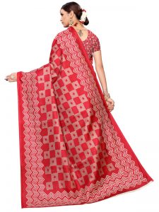 Honda Pink Khadi Silk Printed Kalamkaari Sarees With Blouse