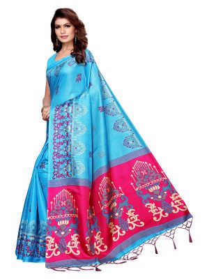 Jhumar Rama Khadi Silk Printed Kalamkaari Sarees With Blouse