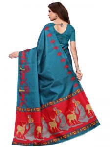 Kalamkari 10 Rama Khadi Silk Printed Kalamkaari Sarees With Blouse