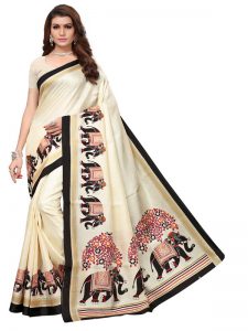 Kalamkari 11 Chiku Khadi Silk Printed Kalamkaari Sarees With Blouse