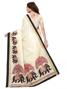 Kalamkari 11 Chiku Khadi Silk Printed Kalamkaari Sarees With Blouse