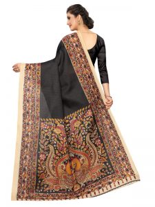 Kalamkari 14 Black Khadi Silk Printed Kalamkaari Sarees With Blouse