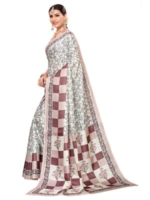 Maruti Pink Khadi Silk Printed Kalamkaari Sarees With Blouse