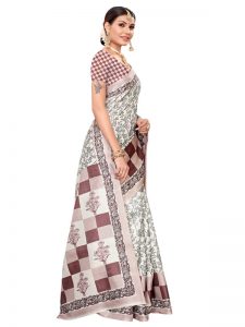 Maruti Pink Khadi Silk Printed Kalamkaari Sarees With Blouse