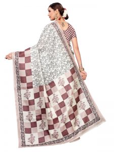 Maruti Pink Khadi Silk Printed Kalamkaari Sarees With Blouse