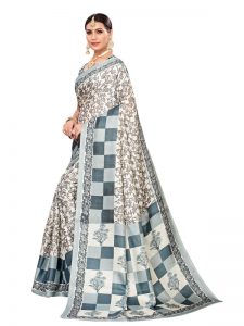 Maruti Pista Khadi Silk Printed Kalamkaari Sarees With Blouse