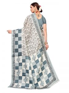 Maruti Pista Khadi Silk Printed Kalamkaari Sarees With Blouse