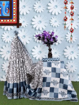 Maruti Pista Khadi Silk Printed Kalamkaari Sarees With Blouse