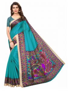 Sanedo Rama Khadi Silk Printed Kalamkaari Sarees With Blouse