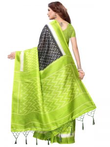 Snap Mehendi Khadi Silk Printed Kalamkaari Sarees With Blouse