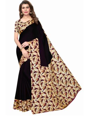 Sparrow Black Khadi Silk Printed Kalamkaari Sarees With Blouse