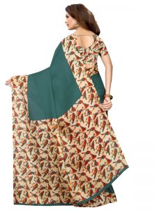 Sparrow Rama Khadi Silk Printed Kalamkaari Sarees With Blouse