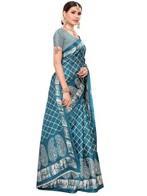 Suzuki Rama Khadi Silk Printed Kalamkaari Sarees With Blouse