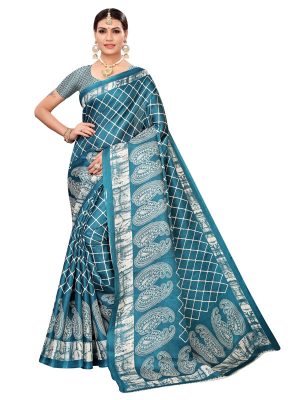 Suzuki Rama Khadi Silk Printed Kalamkaari Sarees With Blouse