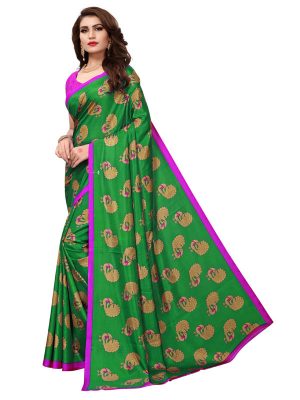 Gopala Green Printed Maalgudi Sarees With Blouse