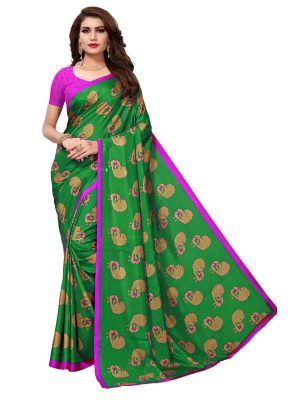 Gopala Green Printed Maalgudi Sarees With Blouse