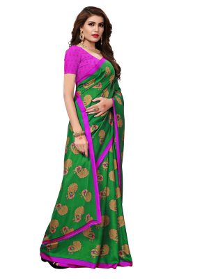 Gopala Green Printed Maalgudi Sarees With Blouse