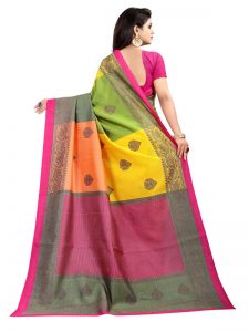 4 Square Pink Printed Mysore Art Silk Kanjivaram Sarees With Blouse