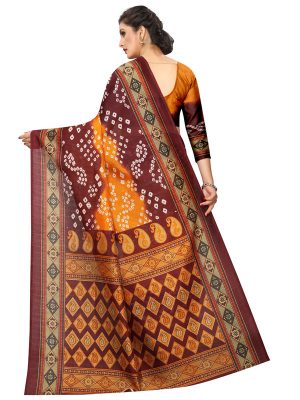 Bandhani 30 Printed Mysore Art Silk Kanjivaram Sarees With Blouse