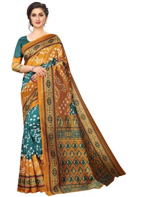 Bandhani 33 Printed Mysore Art Silk Kanjivaram Sarees With Blouse