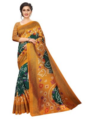 Bandhani 34 Printed Mysore Art Silk Kanjivaram Sarees With Blouse