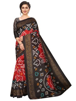 Bandhani 36 Printed Mysore Art Silk Kanjivaram Sarees With Blouse