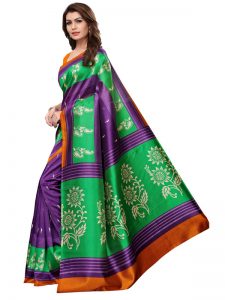 Bengali Flower Printed Mysore Art Silk Kanjivaram Sarees With Blouse