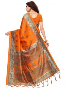 Jhumki Mustard Printed Mysore Art Silk Kanjivaram Sarees With Blouse