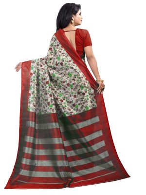 Kashmira Red Printed Mysore Art Silk Kanjivaram Sarees With Blouse